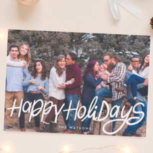 modern white elegant happy holidays funky photo holiday card