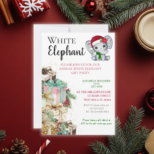 Modern White Elephant Kids Christmas party Postcard