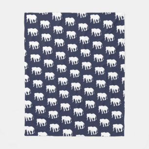 Modern White Elephant Pattern   Personalised Fleece Blanket
