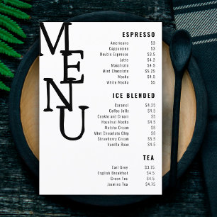 Modern White Eternity Bar Menu Petite Paper Co.