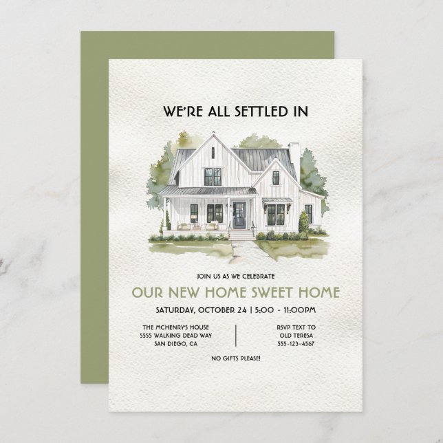 Modern White Farmhouse Housewarming Party Invitation (Front/Back)