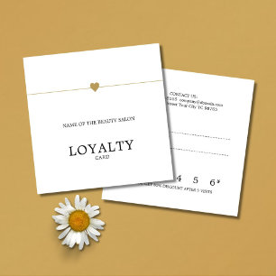 Modern White Faux Gold Heart Lines Beauty Loyalty Card