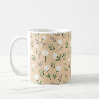 Modern white Floral Coffee Mug