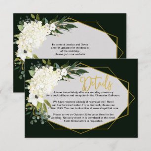 Modern White Floral Gold Geometric Black Details   Enclosure Card