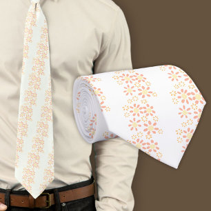 Modern White Floral Pattern Tie