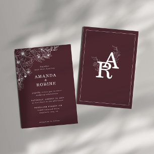 Modern White Floral Wedding Invitation