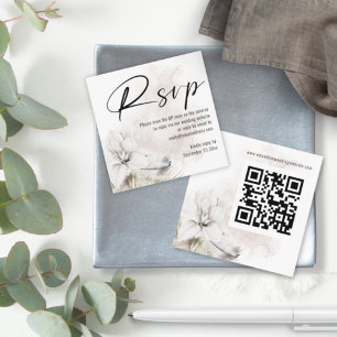 Modern White Florals QR Code Wedding RSVP Enclosure Card