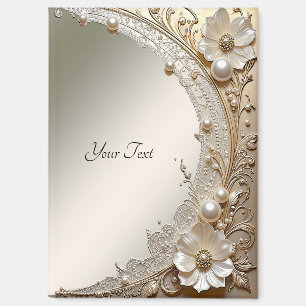 Modern White Flowers Pearls Magnet