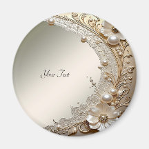 Modern White Flowers Pearls Magnet
