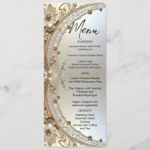 Modern White Flowers Pearls Menu