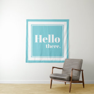 Modern White Frame Hello There Typography Tapestry