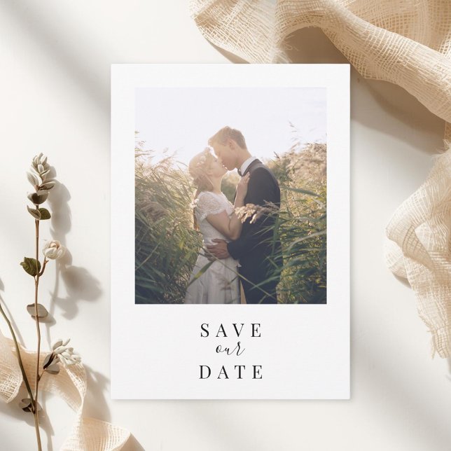 Modern White Frame Photo Wedding Save The Date (Creator Uploaded)