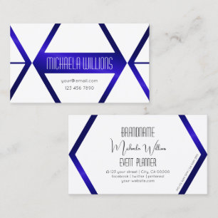Modern White Geometric Blue Shimmer Eye Catcher Business Card