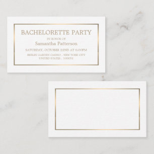 Modern White & Gold Bachelorette Party Invite