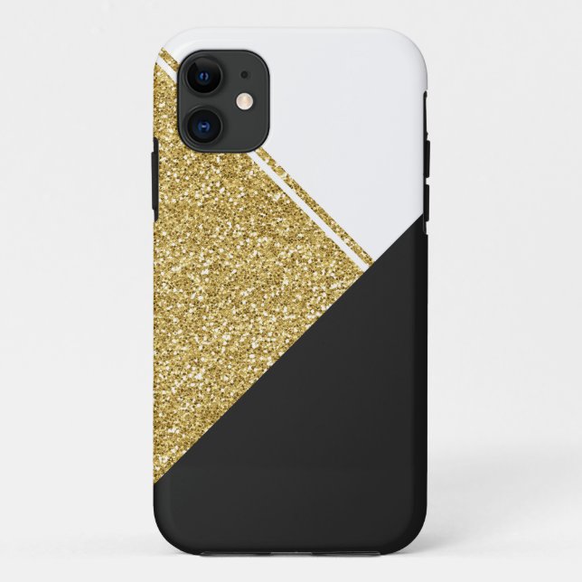Modern White Gold Black triangle Case-Mate iPhone Case (Back)