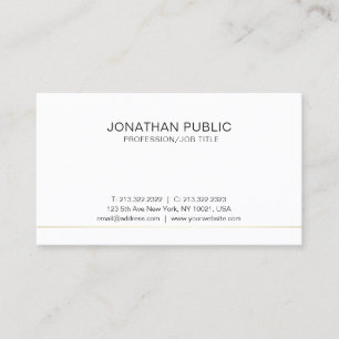 Modern White Gold Clean Plain Professional Elegant Business Card
