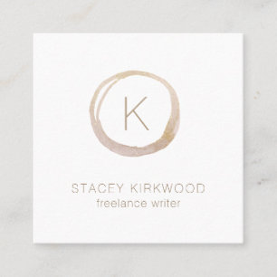 Modern White Gold Faux Glitter Monogram Logo Square Business Card