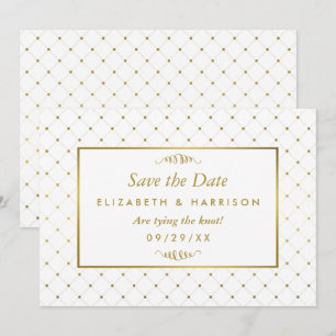 Modern White & Gold Foil Effect Save The Date