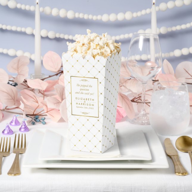Modern White & Gold Foil Effect Wedding Favour Box (Wedding)