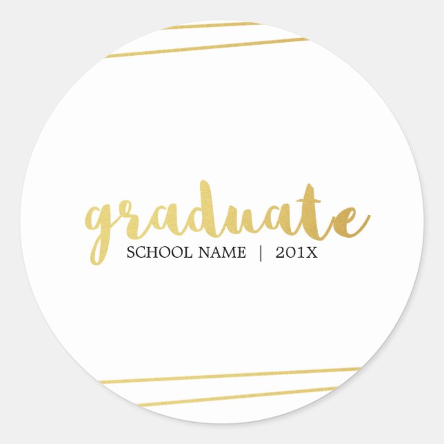 Modern White & Gold Graduate Custom Stickers (Front)
