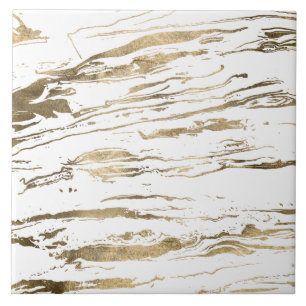 Modern White Gold marble Abstract Tile