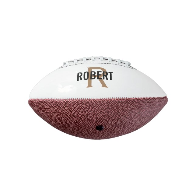 Modern white gold monogram name football (Rotated 270)