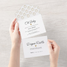 Modern White Gold Oh Baby Shower