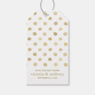 Modern White & Gold Polka Dots Wedding Favor Gift Tags