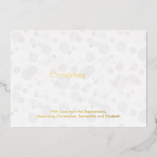 Modern White Gold Script Bokeh Merry Christmas (Front)