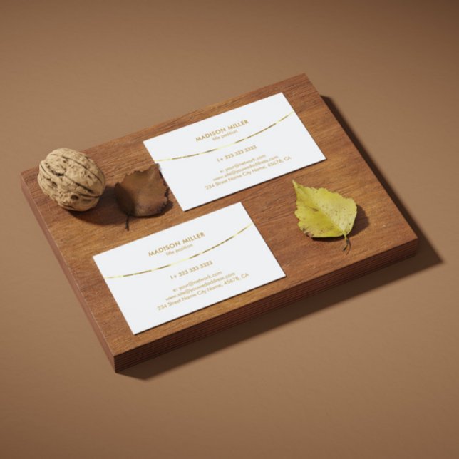 Modern White Gold Stripe Business Card (Creator Uploaded)