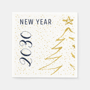 Modern white gold tree New Years party 2018 Napkin