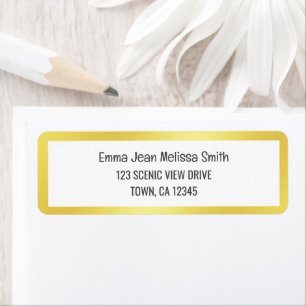 Modern White Golden Gradient Frame Return Address  Label