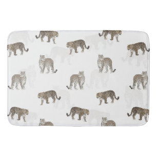 Modern White Golden Leopard Jungle Animals Bath Mat