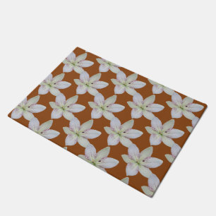 Modern White Golden-rayed lily Flower Pattern Doormat