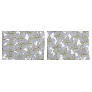 Modern White Golden-rayed lily Flower Pattern   Pillowcase