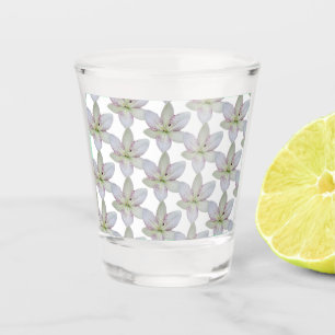 Modern White Golden-rayed lily Flower Pattern Shot Glass