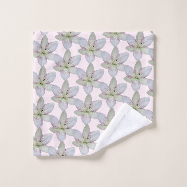 Modern White Golden-rayed lily Flower Pattern   Wash Cloth (Wash Cloth)