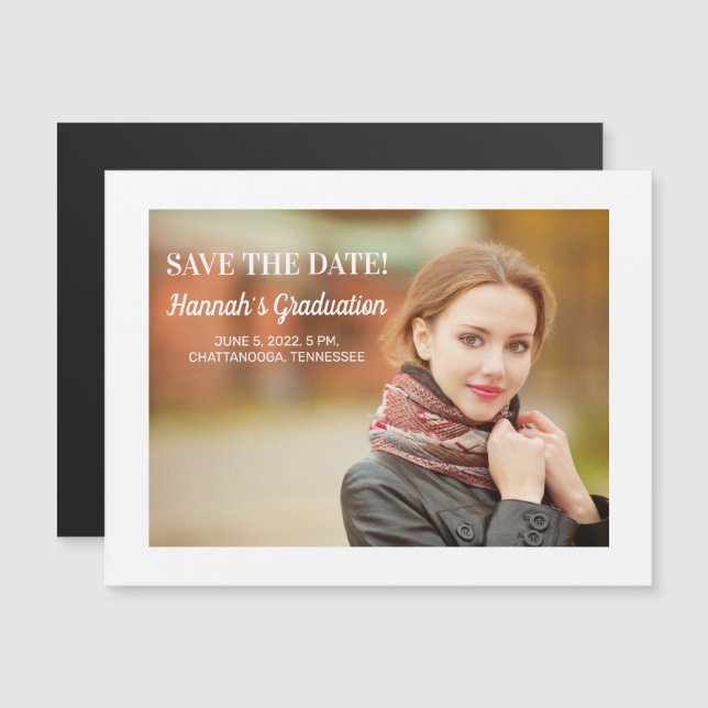 Modern White Graduation Save Date Class of 2022 (Front/Back)