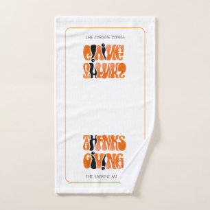 Modern White Graffiti Thanksgiving Autumn Fall  Hand Towel