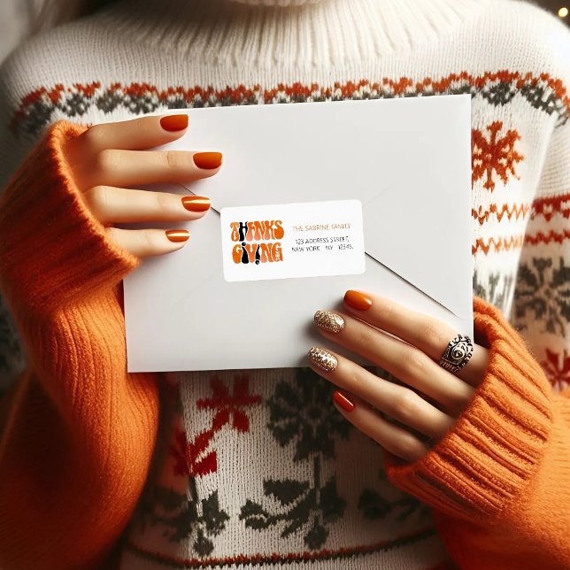 Modern White Graffiti Thanksgiving Autumn Fall  Label (Creator Uploaded)