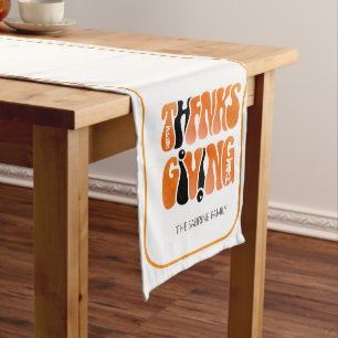 Modern White Graffiti Thanksgiving Autumn Fall Medium Table Runner