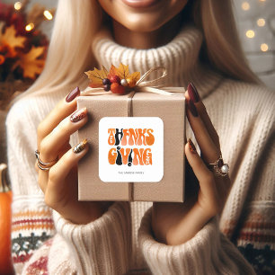 Modern White Graffiti Thanksgiving Autumn Fall  Square Sticker
