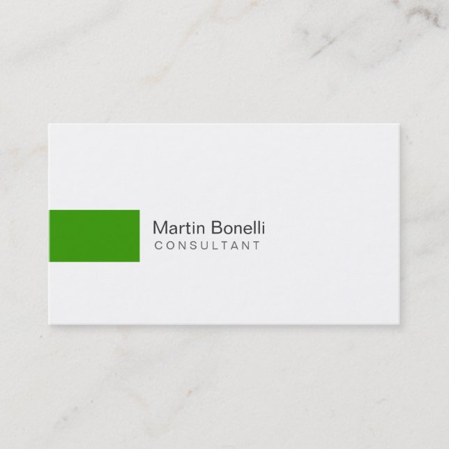 Modern White Green Simple Consultant Business Card (Front)
