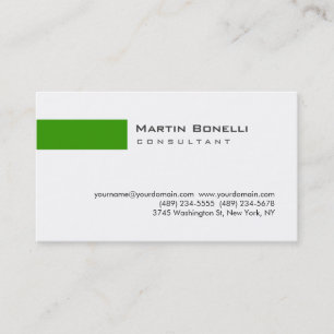 Modern White Green Simple Consultant Business Card