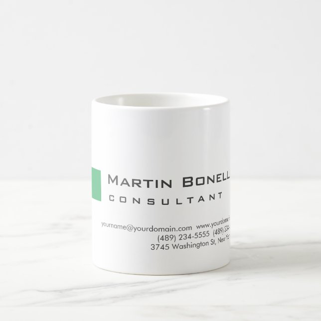 Modern White Green Simple Consultant Coffee Mug (Center)