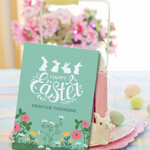 Modern White Green Spring Wildflower Happy Easter Holiday Card