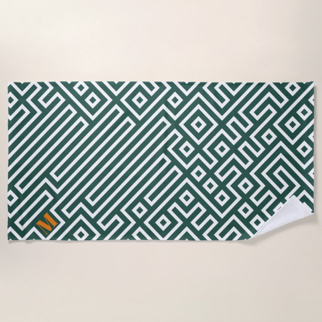 Modern White Green Wedding Party Favour Beach Towe Beach Towel (Front)