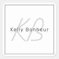 Modern White Grey & Black | Cool Name & Monogram