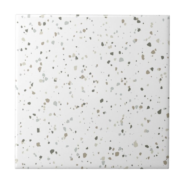 Modern White Grey Brown Terrazzo Ceramic Tile (Front)