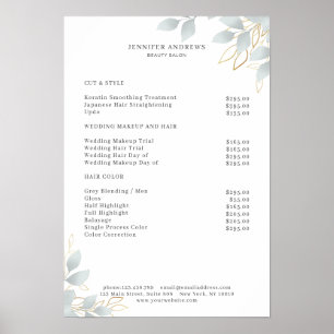 Modern White Grey Leafy Poster